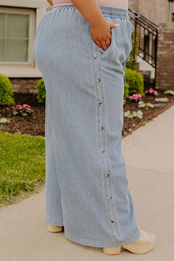 The Olive High Waist Wide Leg Chambray Pants Curves sold by Impressions product image thumbnail 3