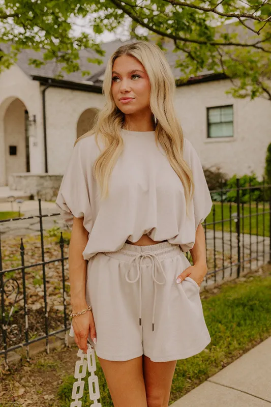 Everyday Chic High Waist Shorts in Taupe sold by Impressions