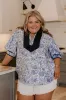 Sonoma Charm Floral Top in Sky Blue Curves sold by Impressions