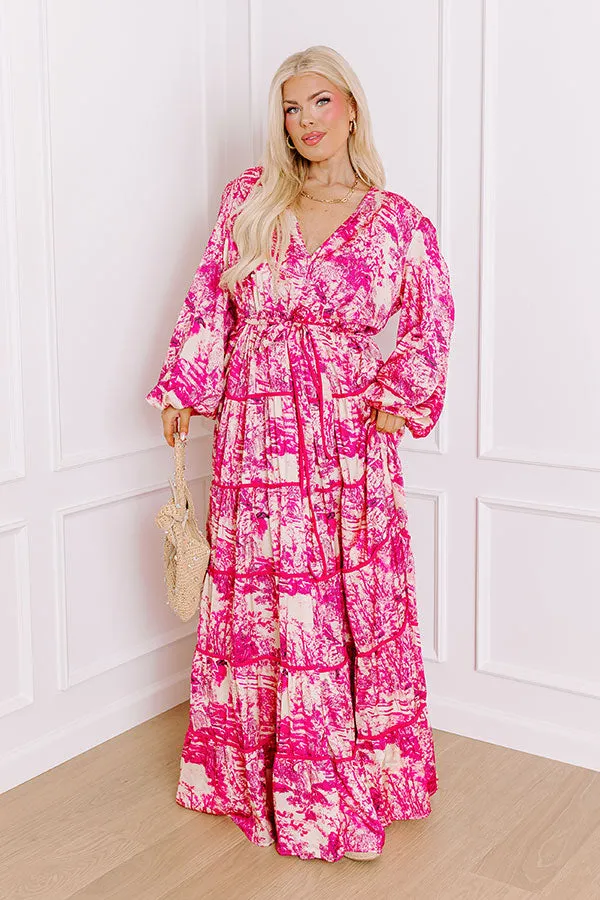 Chateau Chic Tiered Maxi Dress in Hot Pink Curves sold by Impressions product image thumbnail 5