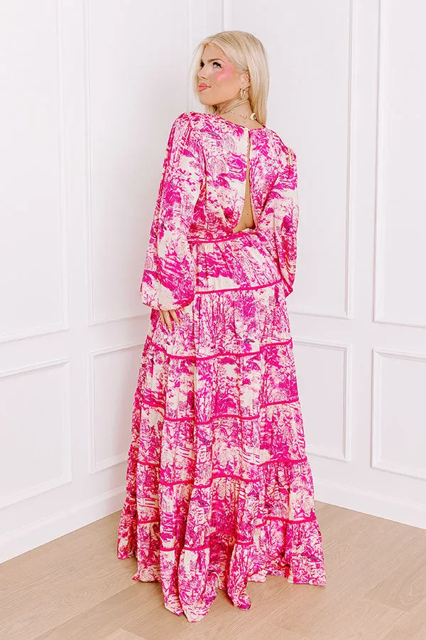 Chateau Chic Tiered Maxi Dress in Hot Pink Curves sold by Impressions product image thumbnail 4