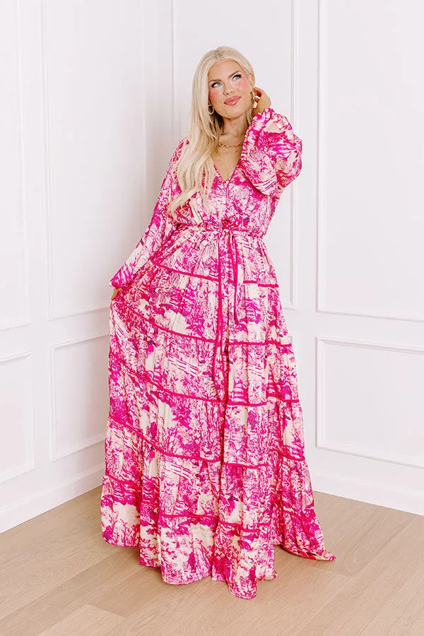 Chateau Chic Tiered Maxi Dress in Hot Pink Curves sold by Impressions