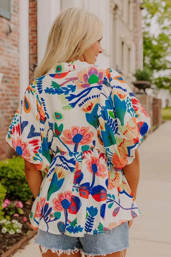 Cozumel Cutie Floral Top in Blue sold by Impressions product image thumbnail 5