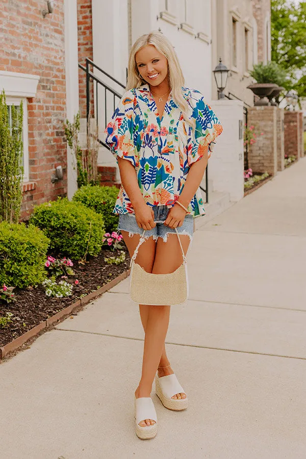 Cozumel Cutie Floral Top in Blue sold by Impressions product image thumbnail 2