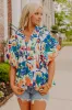 Cozumel Cutie Floral Top in Blue sold by Impressions