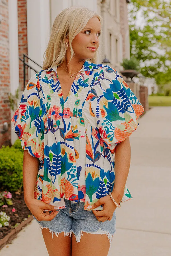 Cozumel Cutie Floral Top in Blue sold by Impressions product image thumbnail 3