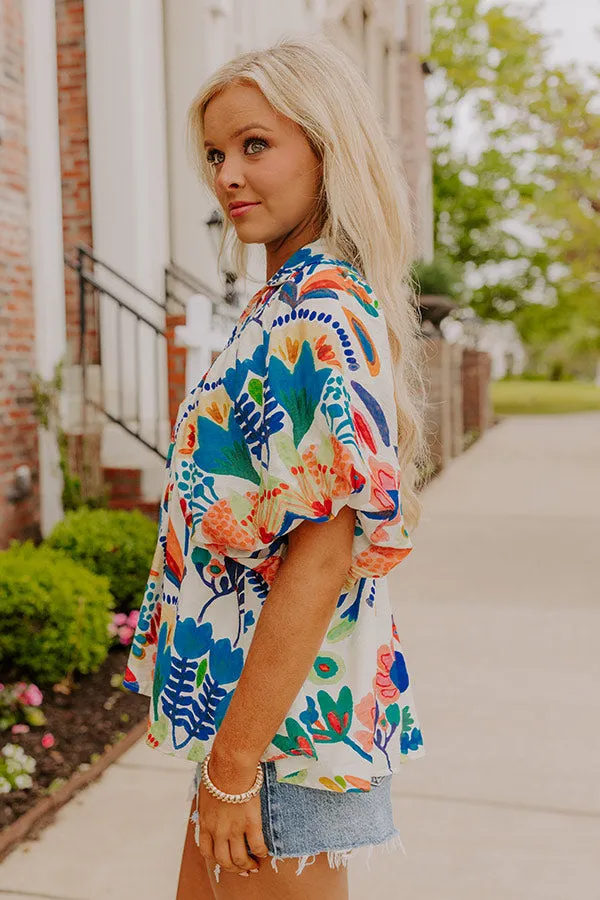 Cozumel Cutie Floral Top in Blue sold by Impressions product image thumbnail 4