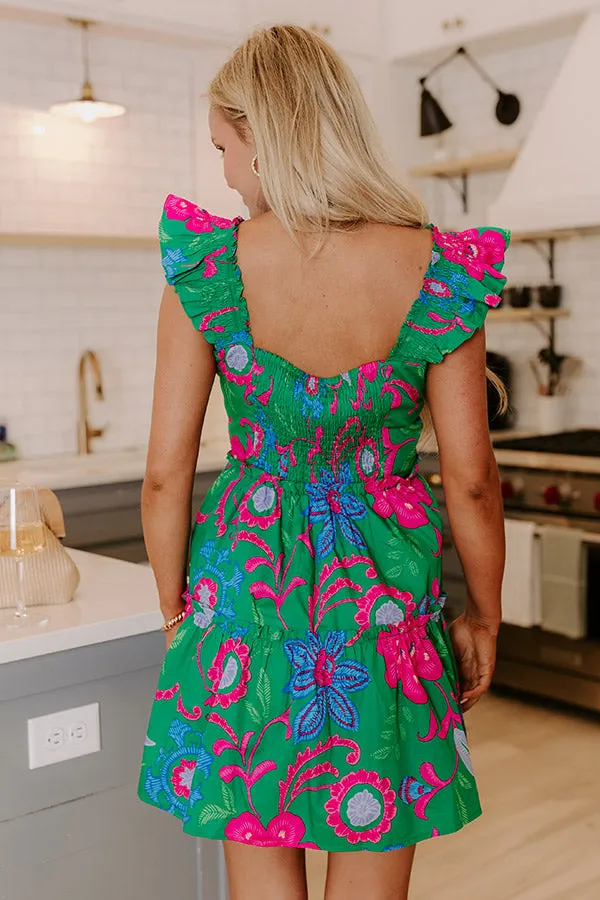 Pina Colada Please Floral Mini Dress in Green sold by Impressions product image thumbnail 4