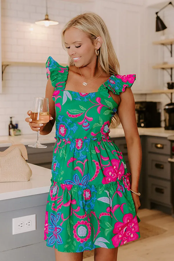 Pina Colada Please Floral Mini Dress in Green sold by Impressions