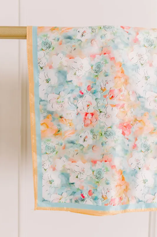 Fresh Blooms Satin Hair Scarf in Orange sold by Impressions