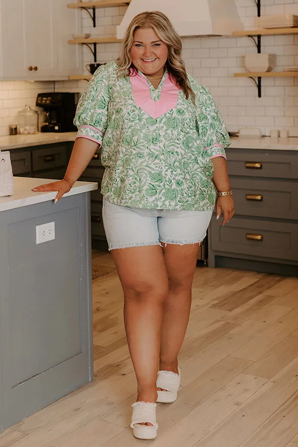 Sonoma Charm Floral Top in Green Curves sold by Impressions product image thumbnail 5