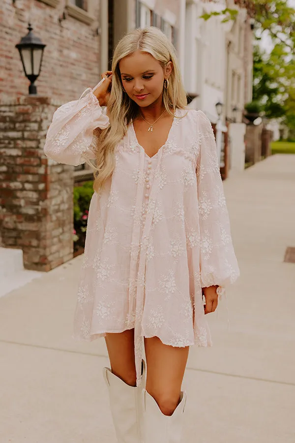 Chic Sweetheart Embroidered Mini Dress in Peach sold by Impressions