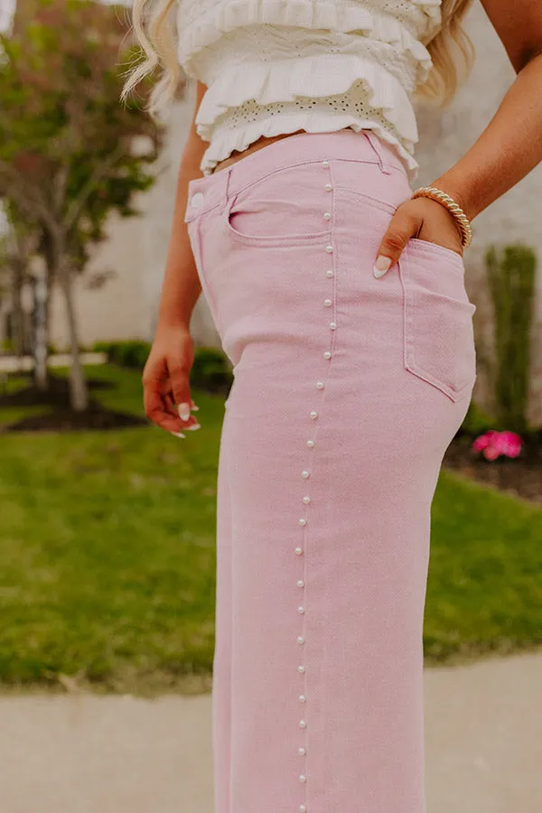 The Lorelai High Waist Pearl Embellished Jean in Lavender sold by Impressions product image thumbnail 2