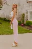 The Lorelai High Waist Pearl Embellished Jean in Lavender sold by Impressions