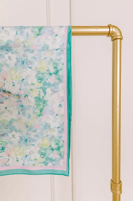 Fresh Blooms Satin Hair Scarf in Green sold by Impressions