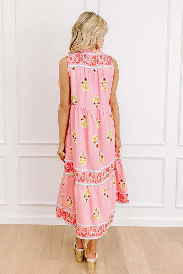 Margaritas On The Boardwalk Floral Midi Dress in Pink sold by Impressions product image thumbnail 4