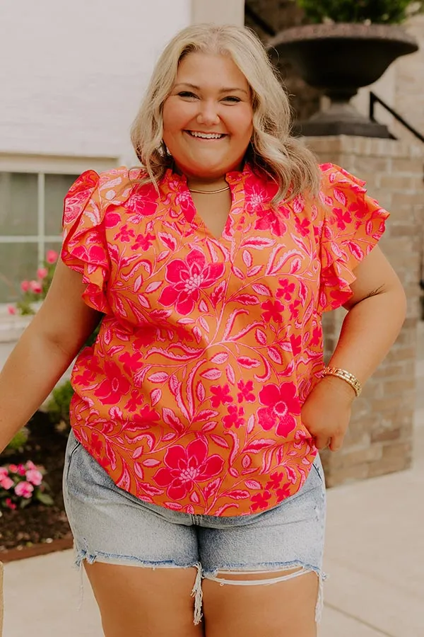 Mimosas Sippin' Floral Top Curves sold by Impressions