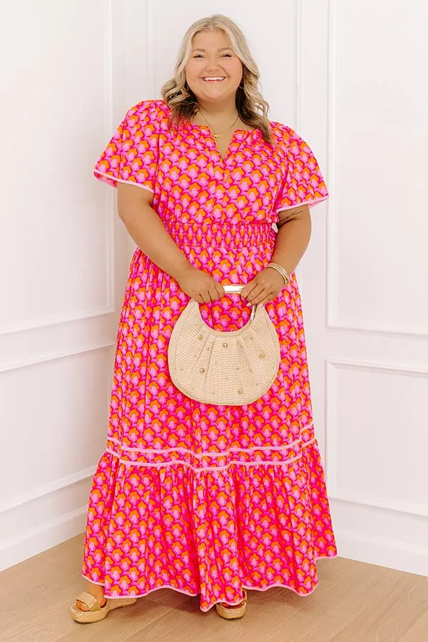 Santorini Bliss Maxi Dress in Pink Curves sold by Impressions