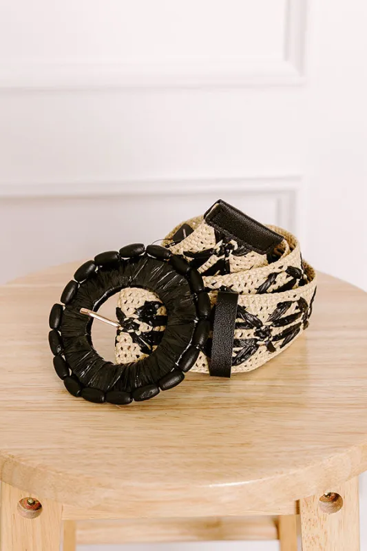 Coastal Cruise Raffia Woven Belt in Black sold by Impressions