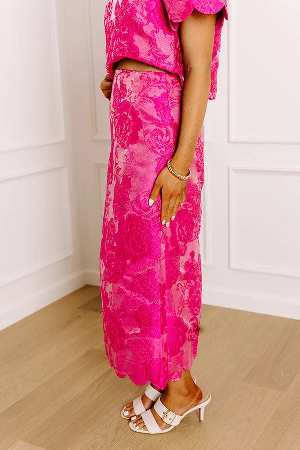 Garden Soiree High Waist Jacquard Maxi Skirt in Hot Pink sold by Impressions product image thumbnail 3