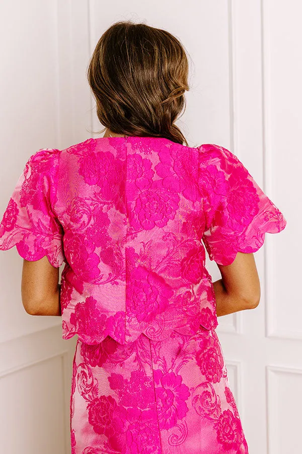 Garden Soiree Floral Jacquard Top in Hot Pink sold by Impressions product image thumbnail 4