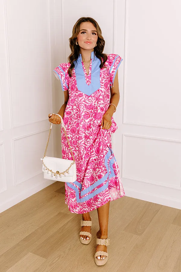 Veranda Views Floral Midi Dress in Pink sold by Impressions