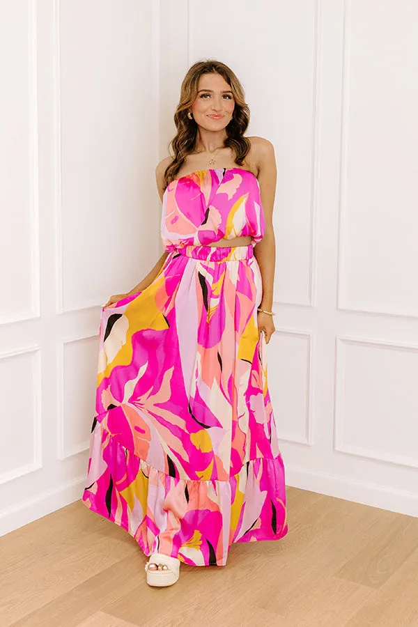 Shades Of Paradise High Waist Maxi Skirt in Pink sold by Impressions