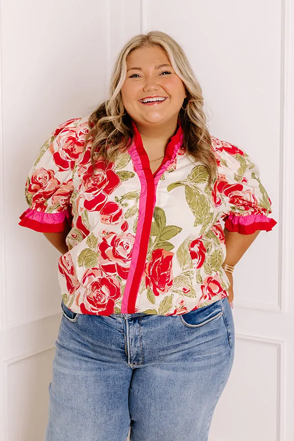 Botanical Garden Stroll Ruffle Top Curves sold by Impressions