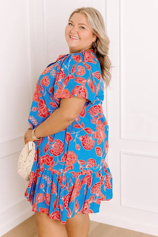 Serene Moment Floral Mini Dress in Ocean Blue Curves sold by Impressions product image thumbnail 3