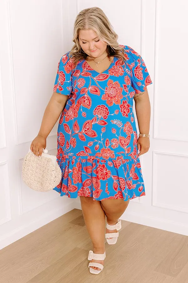 Serene Moment Floral Mini Dress in Ocean Blue Curves sold by Impressions product image thumbnail 5