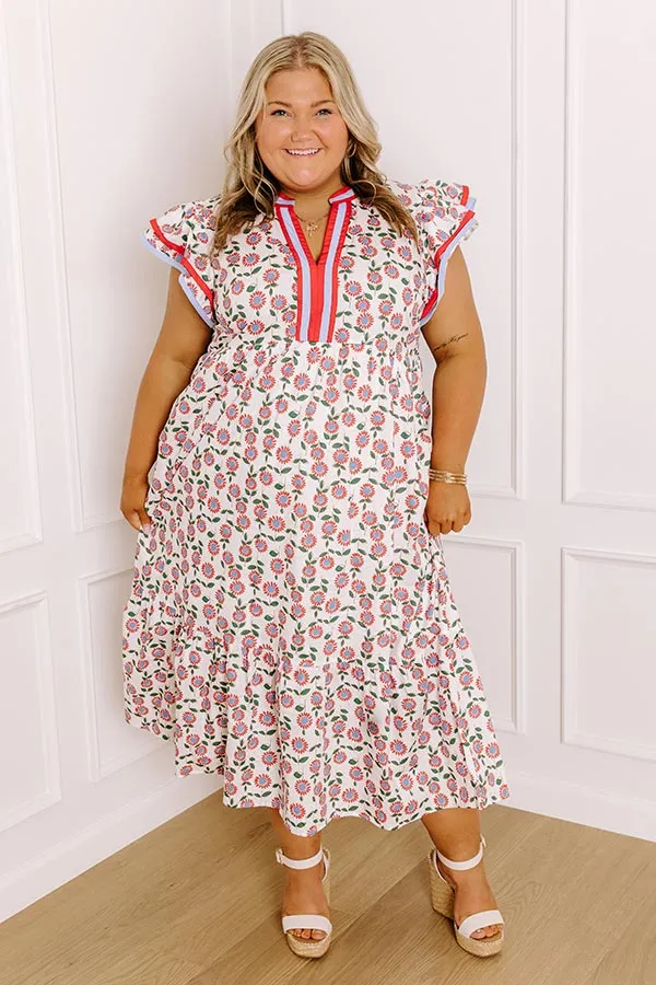 Picnic Ready Floral Midi Dress in Red Curves sold by Impressions product image thumbnail 2