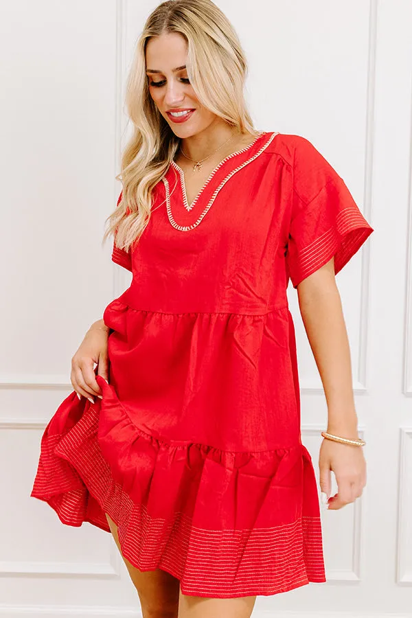 Lake Day Bliss Tiered Mini Dress in Red sold by Impressions