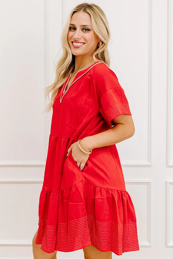 Lake Day Bliss Tiered Mini Dress in Red sold by Impressions product image thumbnail 3