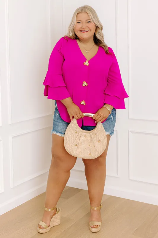 Mojitos On The Patio Shift Top in Fuchsia Curves sold by Impressions