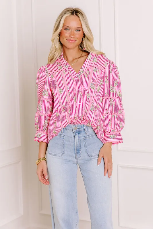 French Bistro Floral Button Up Top sold by Impressions