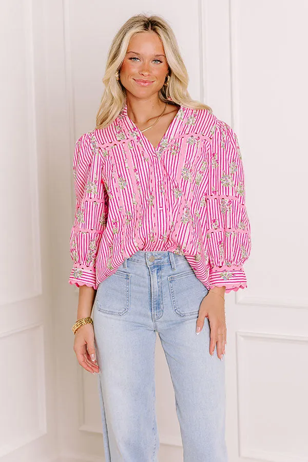 French Bistro Floral Button Up Top sold by Impressions