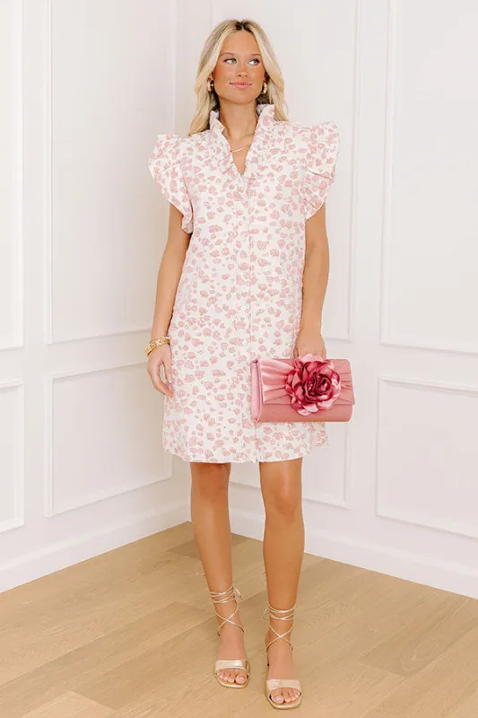 Sassy Moment Jacquard Leopard Mini Dress in Pink sold by Impressions