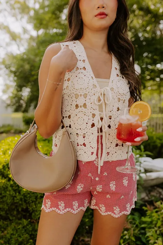 Boho Breeze Crochet Front Tie Top sold by Impressions