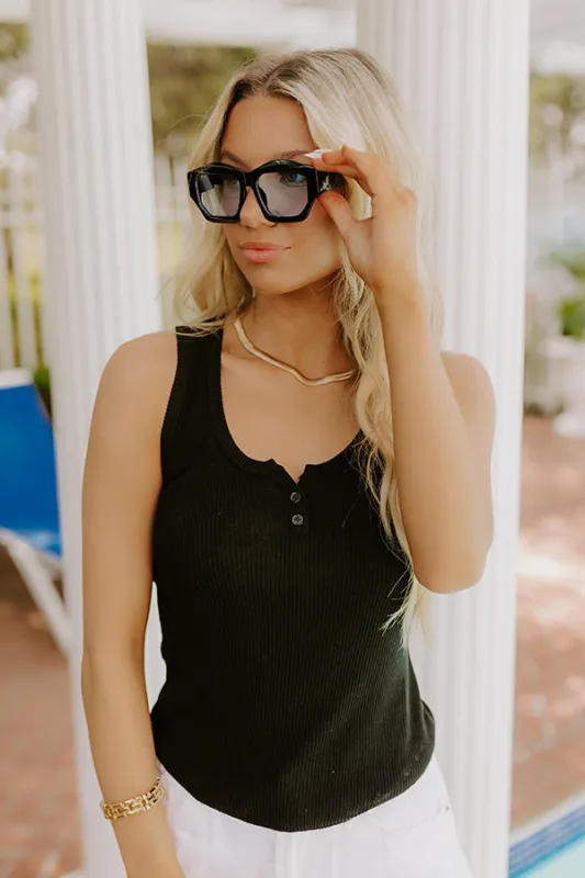Bungalow Cutie Sunnies in Black with Blue Lens sold by Impressions