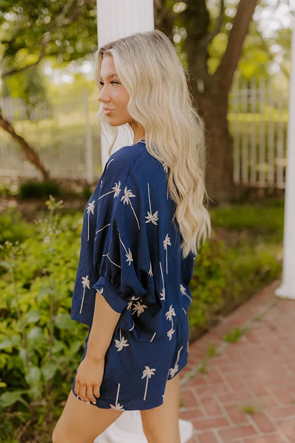 Palm Tree Oasis Embroidered Button Down Top sold by Impressions product image thumbnail 5