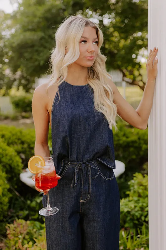 Block Party Ready Denim Halter Top sold by Impressions