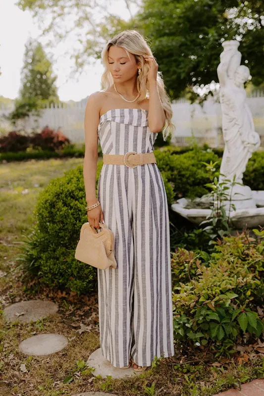 Coastal Stroll Linen-Blend Stripe Jumpsuit sold by Impressions