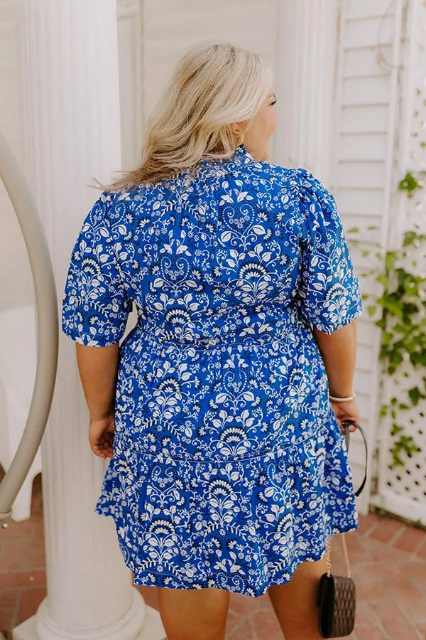 Charmed Feeling Floral Mini Dress in Royal Blue Curves sold by Impressions product image thumbnail 4
