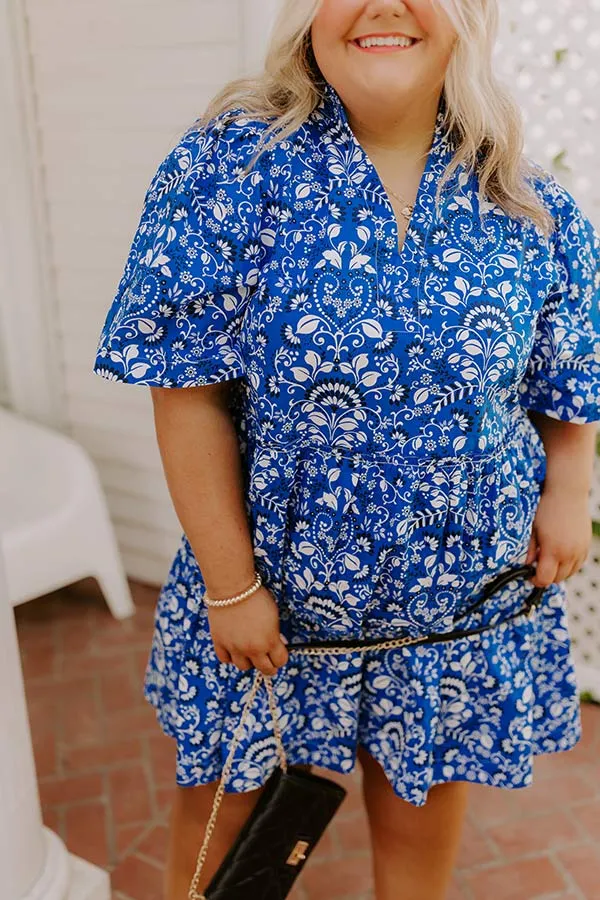 Charmed Feeling Floral Mini Dress in Royal Blue Curves sold by Impressions product image thumbnail 2