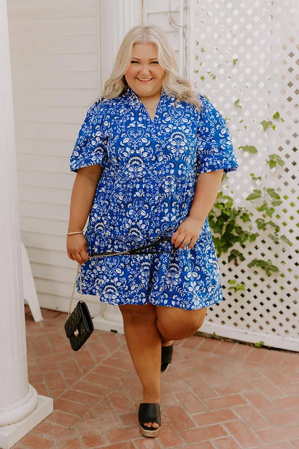 Charmed Feeling Floral Mini Dress in Royal Blue Curves sold by Impressions product image thumbnail 5