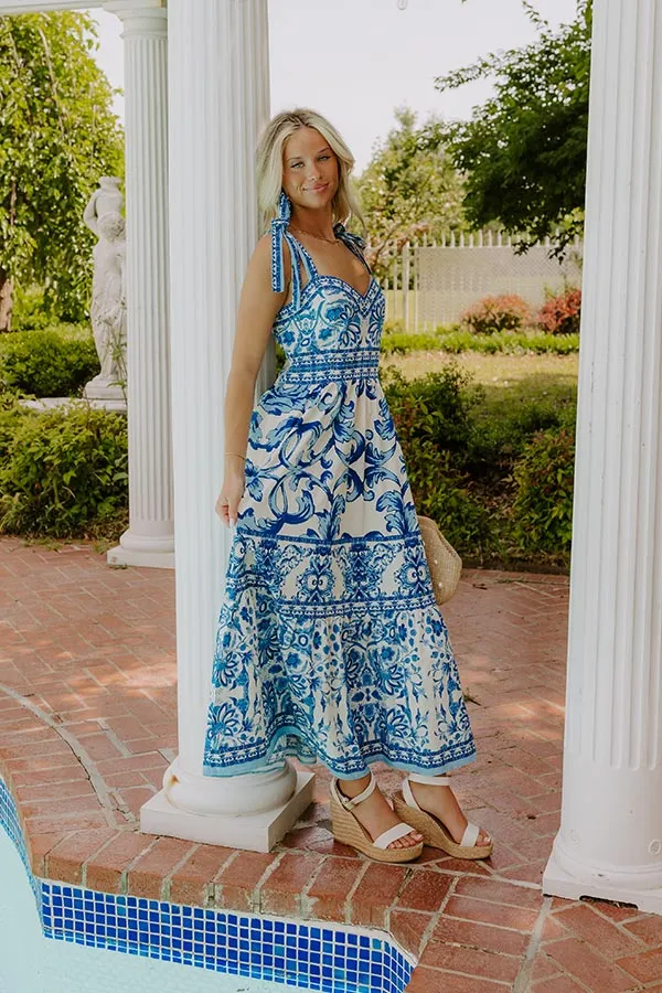 French Riviera Floral Midi Dress in Blue sold by Impressions