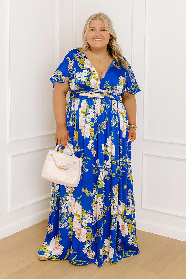 Whimsical Whispers Satin Floral Maxi Dress Curves sold by Impressions