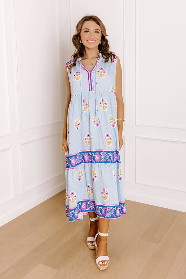 Margaritas On The Boardwalk Floral Midi Dress in Sky Blue sold by Impressions product image thumbnail 3