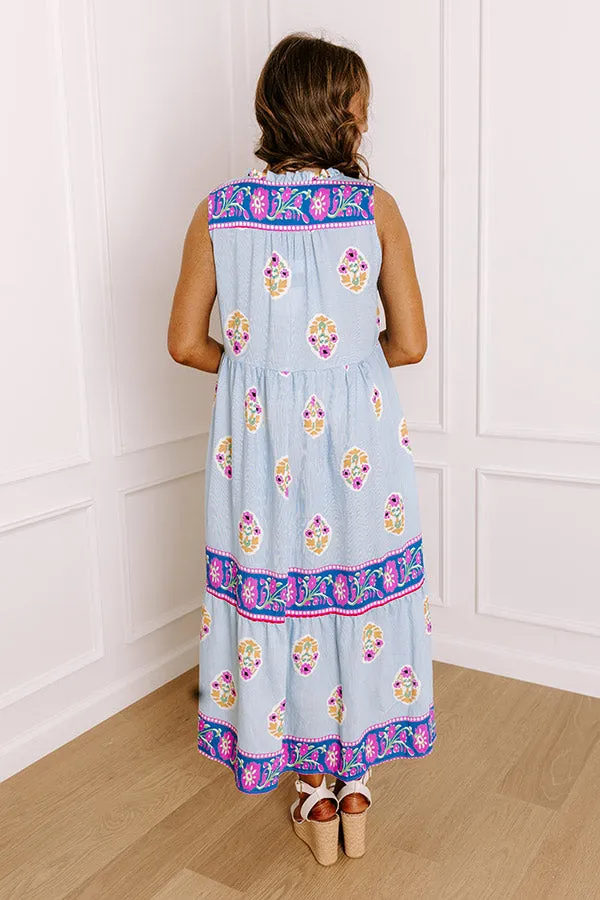 Margaritas On The Boardwalk Floral Midi Dress in Sky Blue sold by Impressions product image thumbnail 5