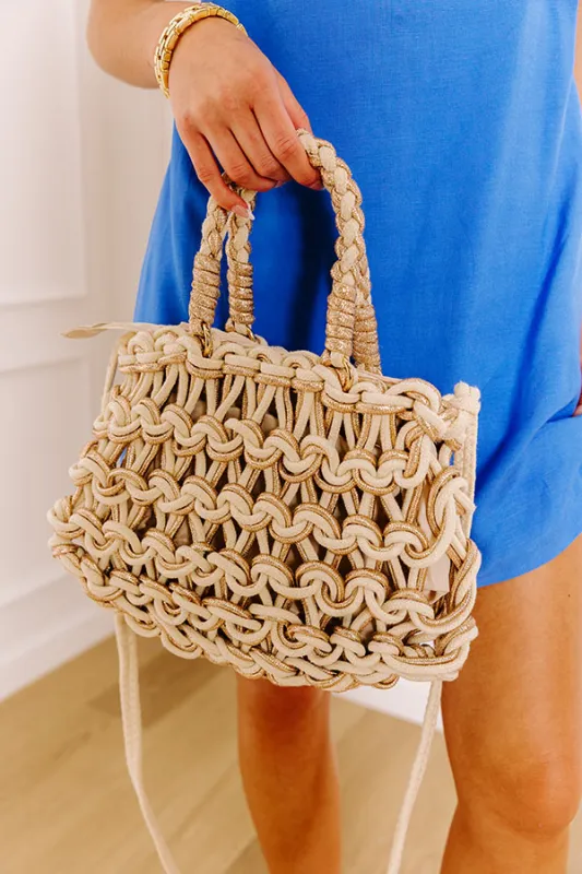 Oceanside Bliss Woven Purse in Cream sold by Impressions